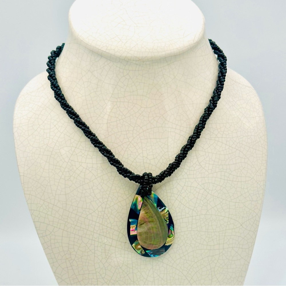 Handmade Onyx and Mother of Pearl Necklace - Picture 9 of 11